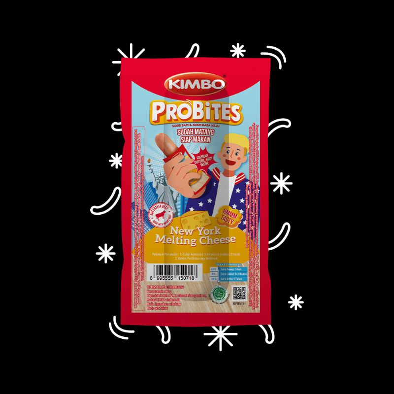 Kimbo Probites Sosis sudah matang siap makan New York Melting Cheese [60Gr]
