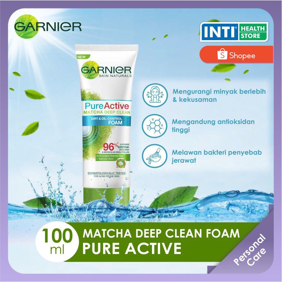 Garnier | Pure Active Matcha Deep Clean Foam 100ml | Oil Control Foam