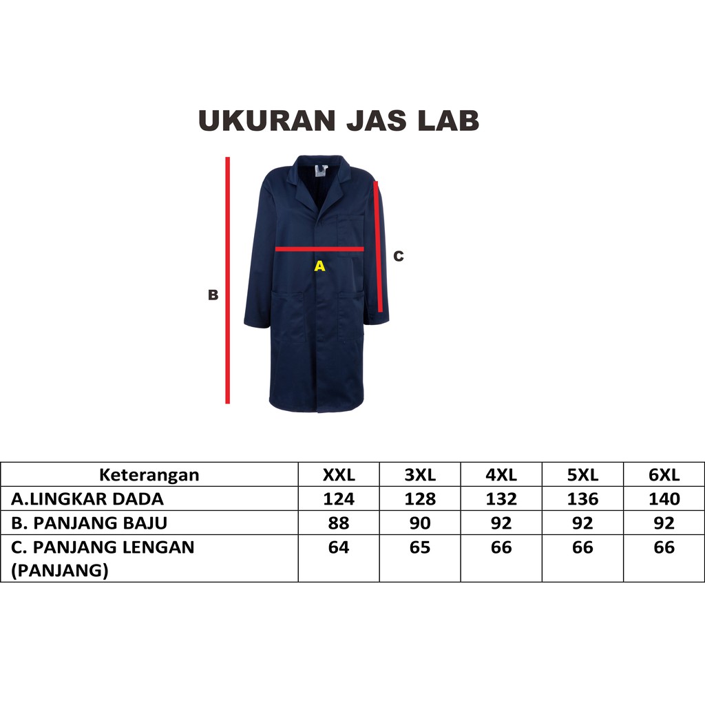 Jas Laboratorium with Zipper+Karet Lengan XXL-6XL