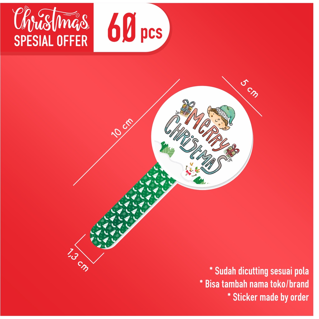 

stiker toples / botol jar kue kering tema natal/christmas (isi 60 stiker) design lucu-lucu part3