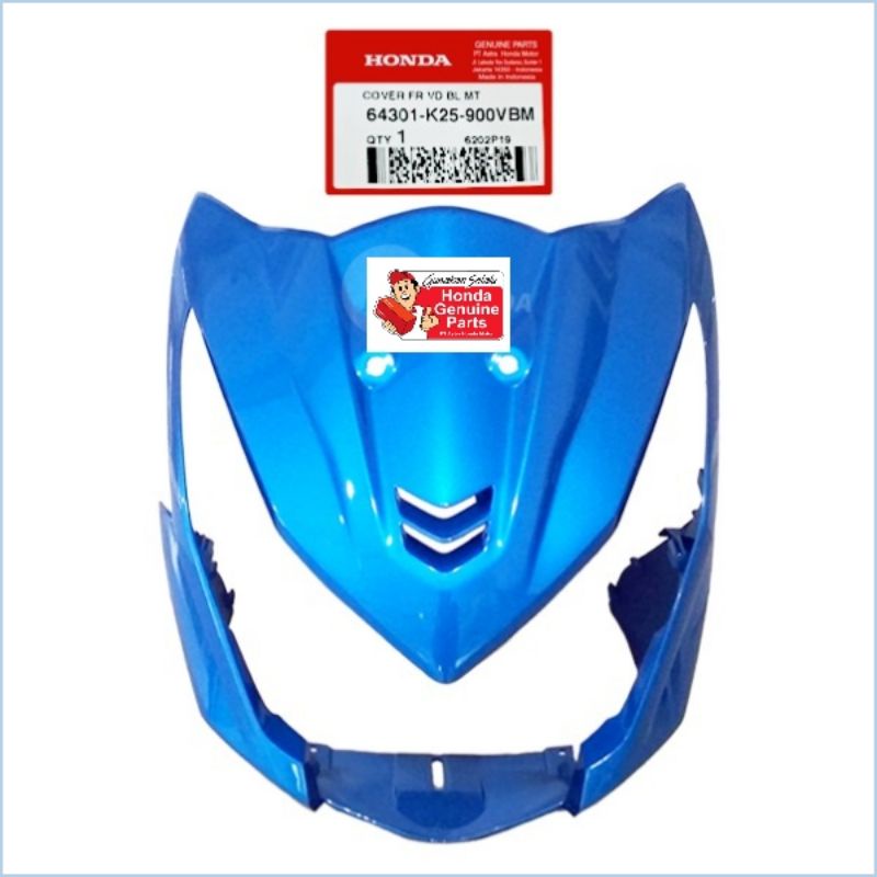 64301-K25-900VBM cover depan panel tameng lampu depan beat f1 biru ori honda