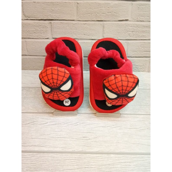 Sandal Boneka Balita Karakter Dengan Tali Belakang (1) kg= 20 pasang-spiderman