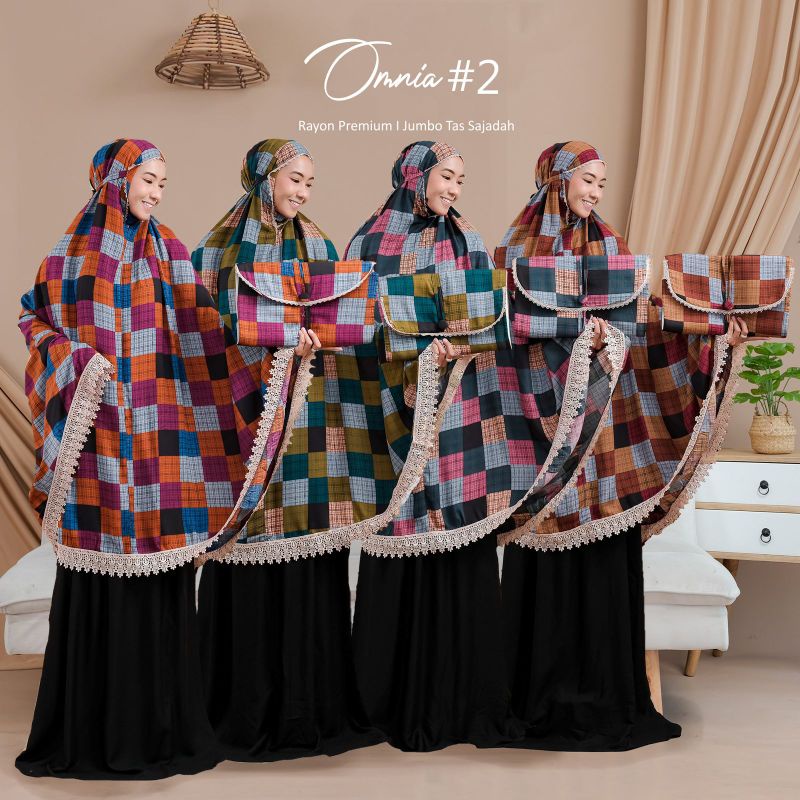 SScoll mukena dewasa rayon traveling tas sajadah jumbo mukena omnia