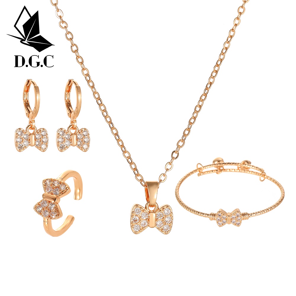 set perhiasan anak titanium anti karat hellokitty kalung titanium wanita anting titanium anti karat gelang wanita D466