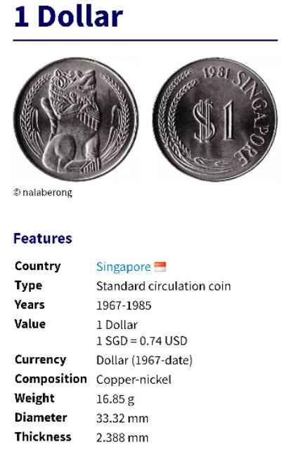 Uang Koin Kuno 1 Dollar Singapore Tahun 1967 Langka Shopee Indonesia