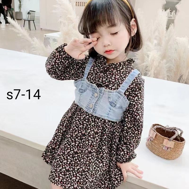 Dres anak import flanel+rompi jeans