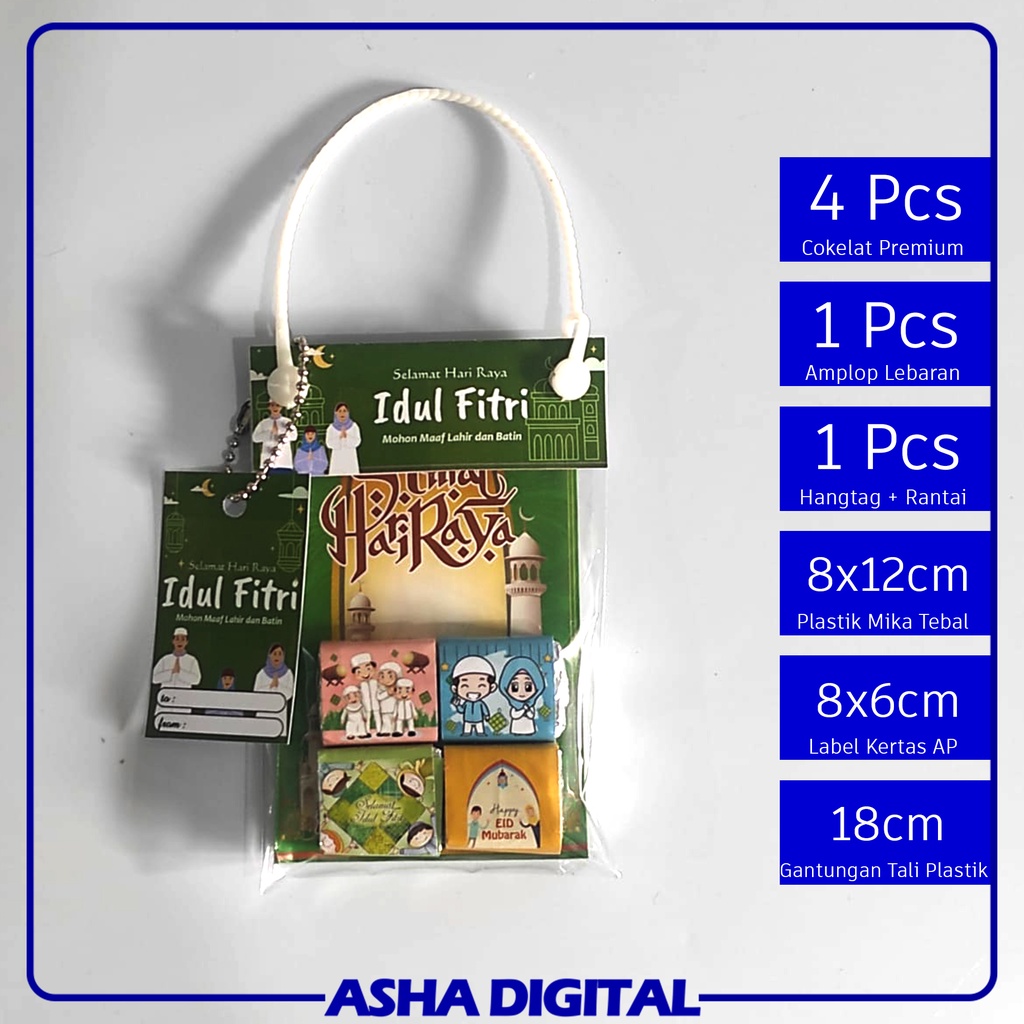 

Paket Cokelat Lebaran | Bingkisan idul fitri coklat premium | Hampers tenteng Mini | Amplop lebaran | Asha Digital