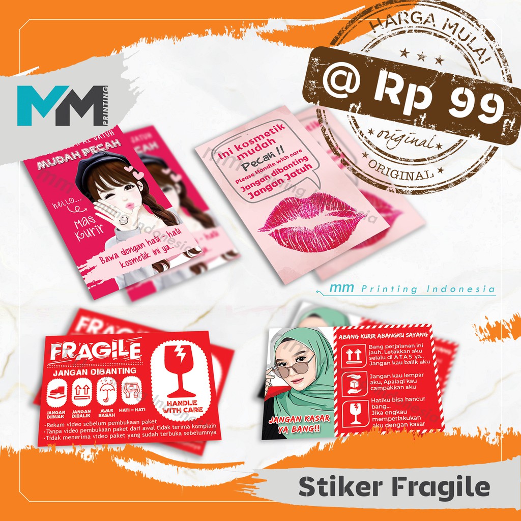 [50pcs]Stiker Fragile/Stiker fragile unik/Stiker fragile murah/ Stiker fragile lucu.