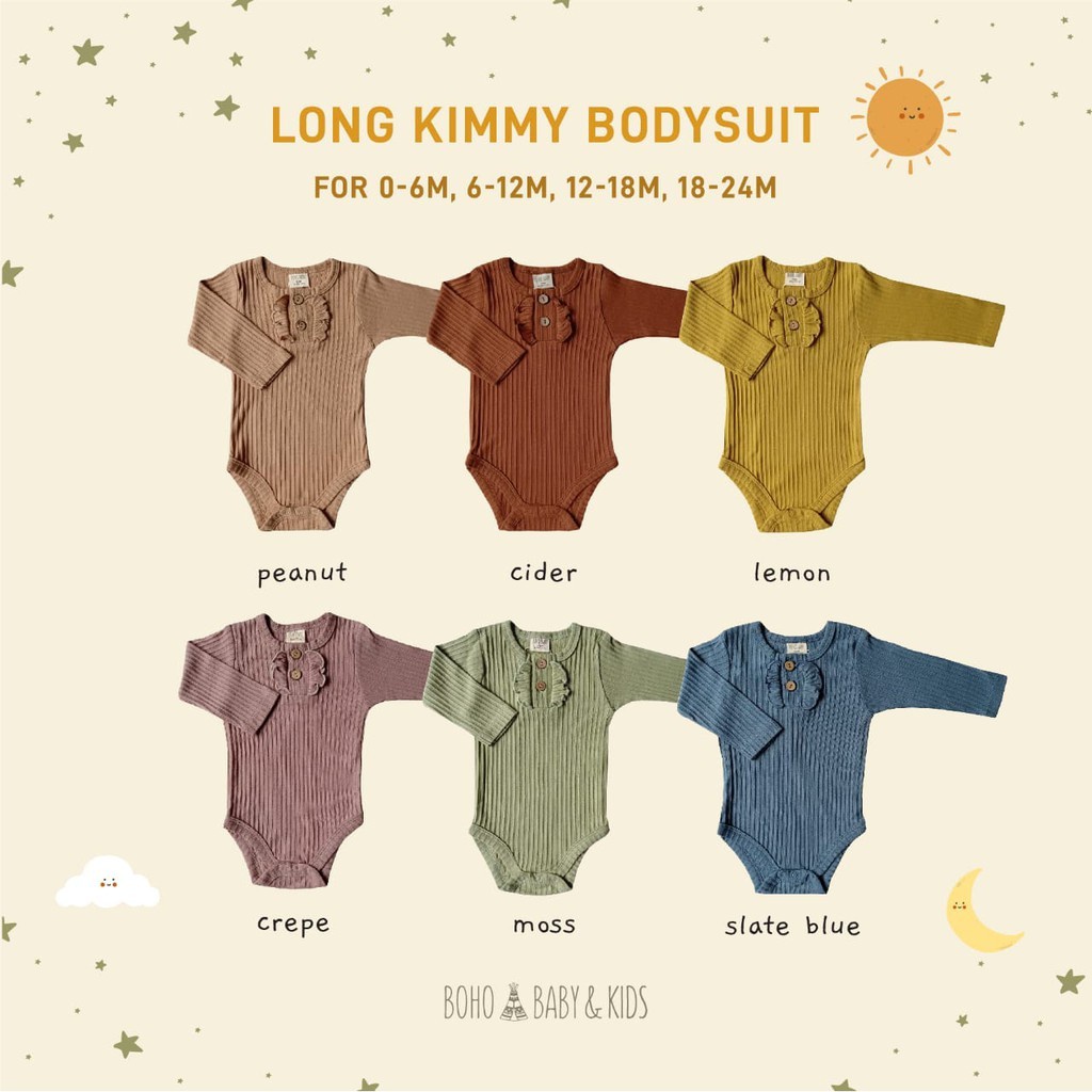 BOHOPANNA | BOHO | BOHO PANNA LONG KIMMY BODYSUIT | BAJU BAYI | BAJU JUMPER BAYI | BODYSUIT BAYI KEKINIAN BOHOPANNA