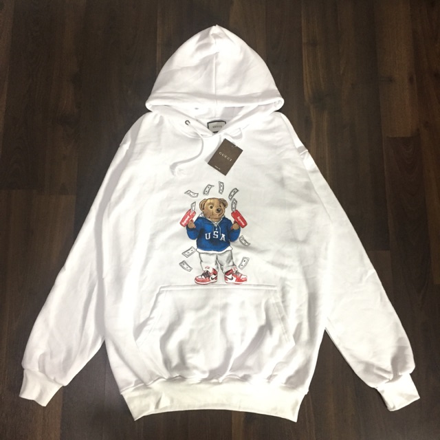 teddy bear with supreme hoodie