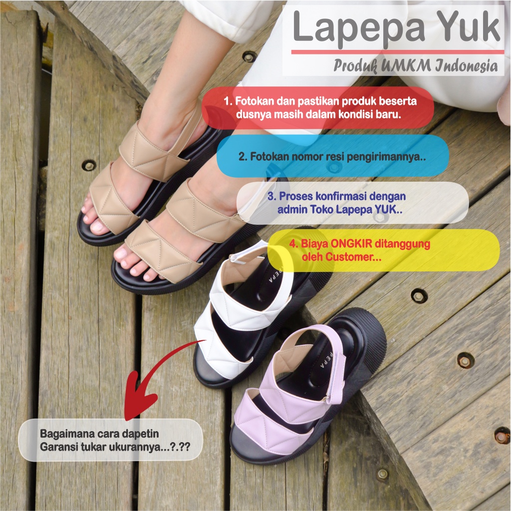 LAPEPA YUK -  Sepatu Sandal Wanita Wedges JOVANKA Model Ban dua Tali Strap belakang Hak Tinggi Sole 4 cm Spatu Sendal Gunung Cewek  Size 36 37 38 39 40 41 Warna LILAC Ungu Soft Cewe Kekinian Premium Terbaru Shoes Ori Original Mall Official Store Promo