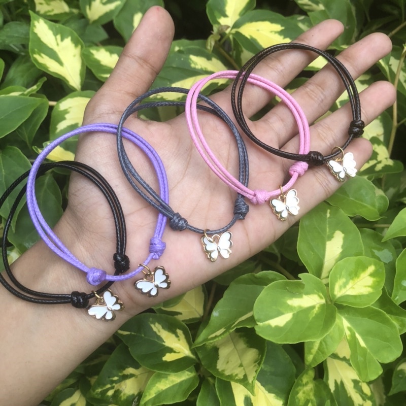 Gelang Karakter ( Kupu- kupu Putih ) / Gelang Viral Hits Kekinian / Gelang Tali Waterproof Premium Anti Air/ Gelang wanita pria untuk couple bareng Pacar atau Sahabat