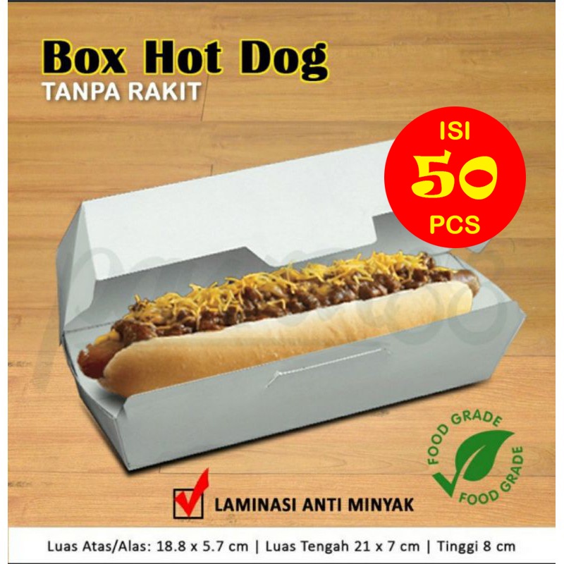 

Kotak Box Dus Hot Dog Hotdog | PUTIH - (50 PCS)