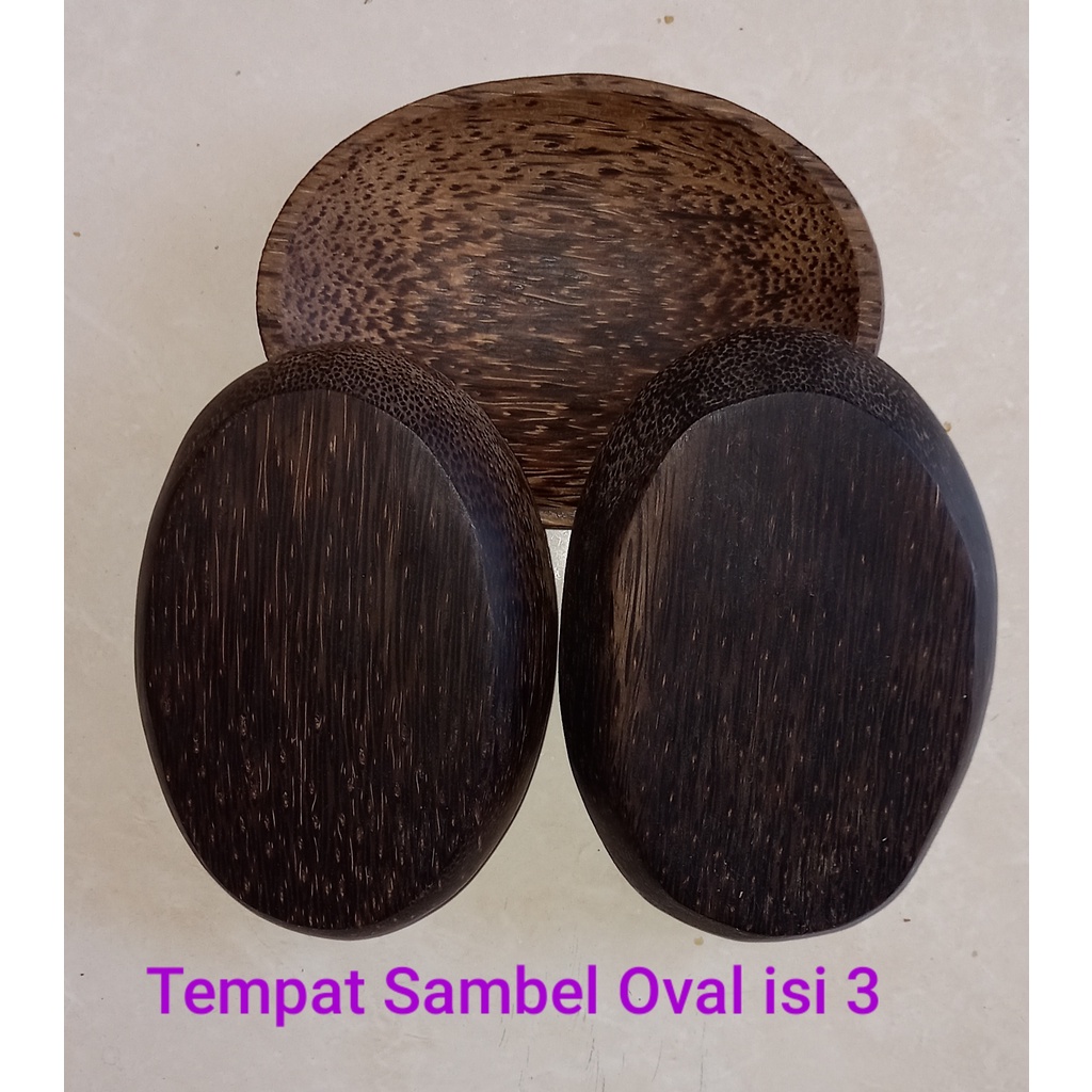 Murah Tempat Sqmbel Oval Kayu Aren isi  3 biji