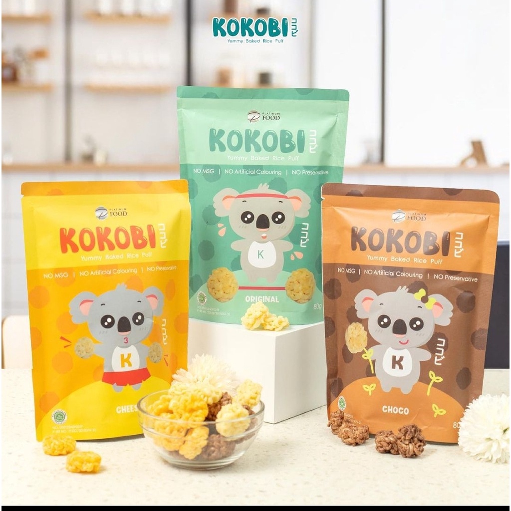 ABE FOOD Kokobi Rice Puff 80g - Snack Beras Bayi Anak - Yummy Baked Rice Puff