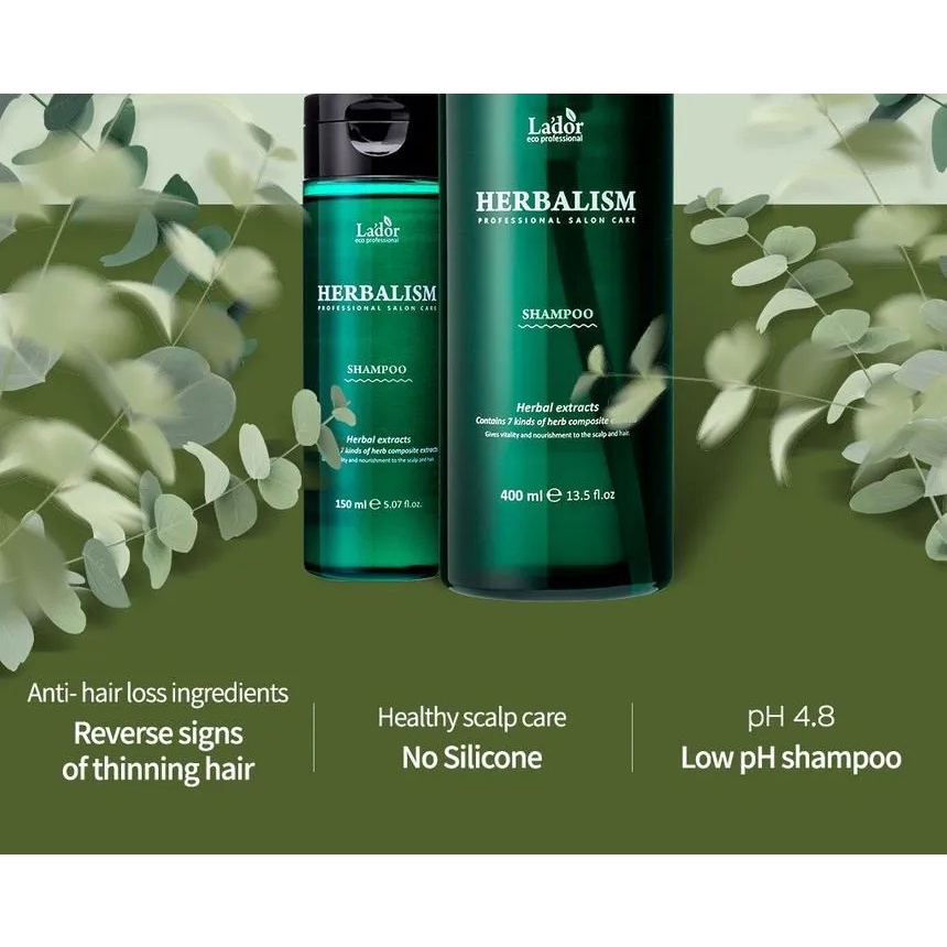 LADOR Herbalism Shampoo - Shampo Nutrisi Perawatan Pelembab Pelembut Rambut Rusak Rontok Tipis