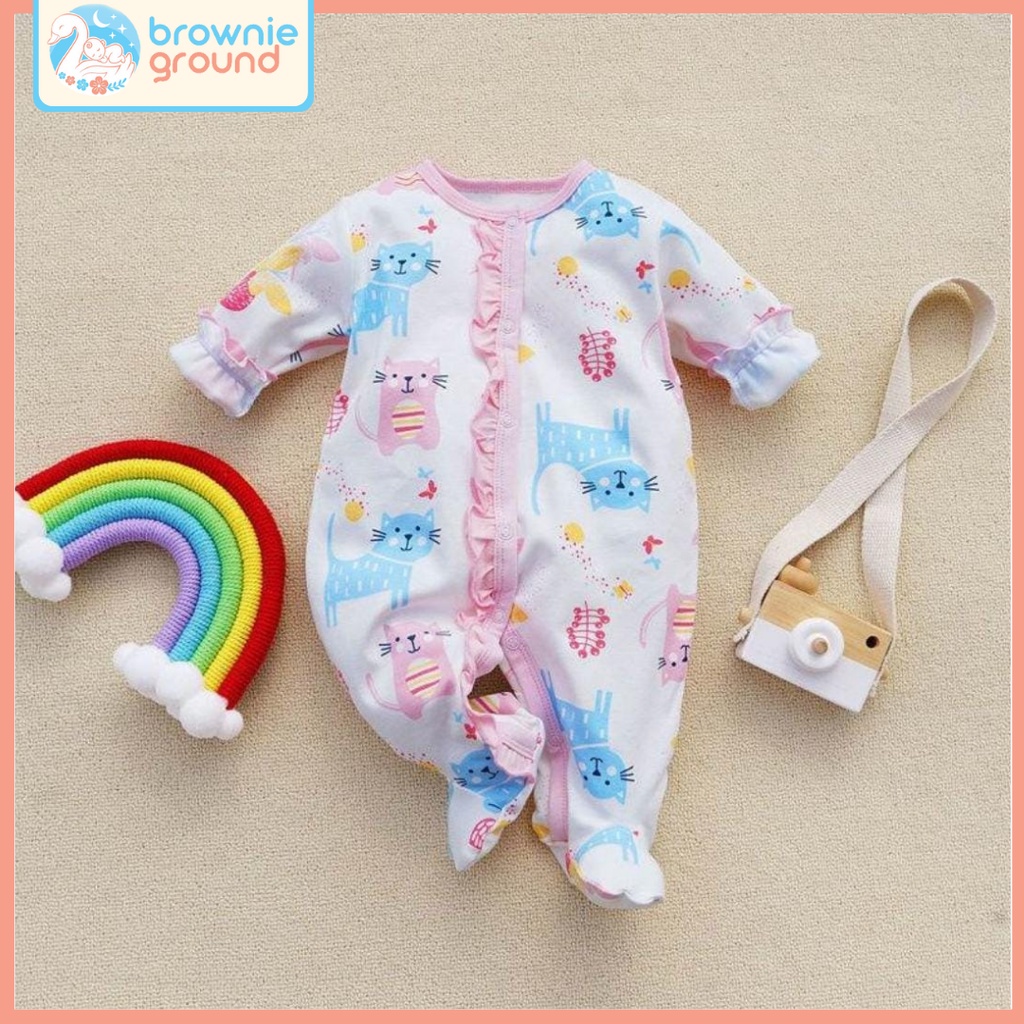 BROWNIEGROUND- Baju jumper anak PEREMPUAN MOTIF KUCING BIRU baju jumper lengan panjang 0-1 TAHUN