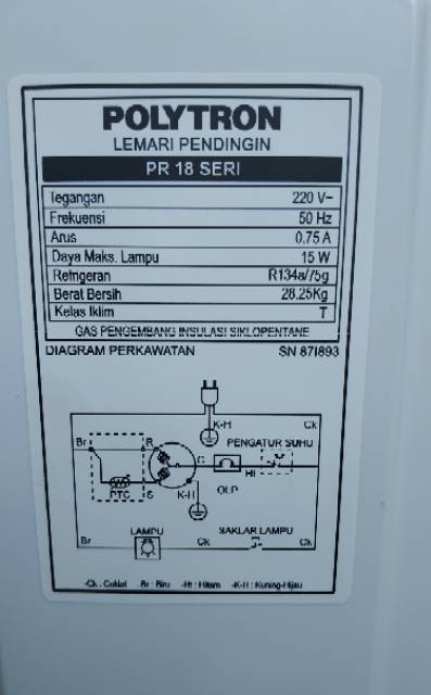 Kulkas 1 pintu polytron PRA18 BNR new
