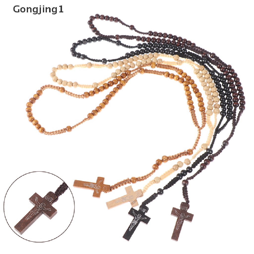 Gongjing1 1Pc Kalung Rosario Desain Manikmaniksalib Yesus Gaya Katolik Untuk Priawanita