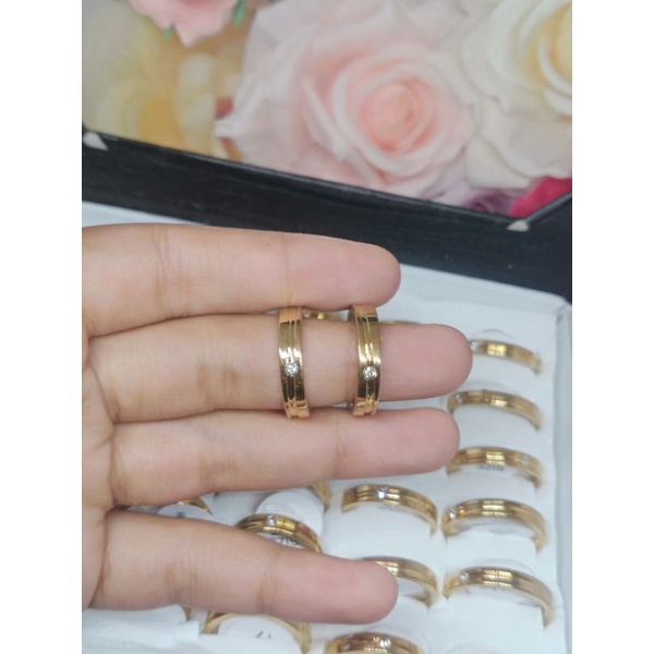cincin couple titanium list mata satu polos