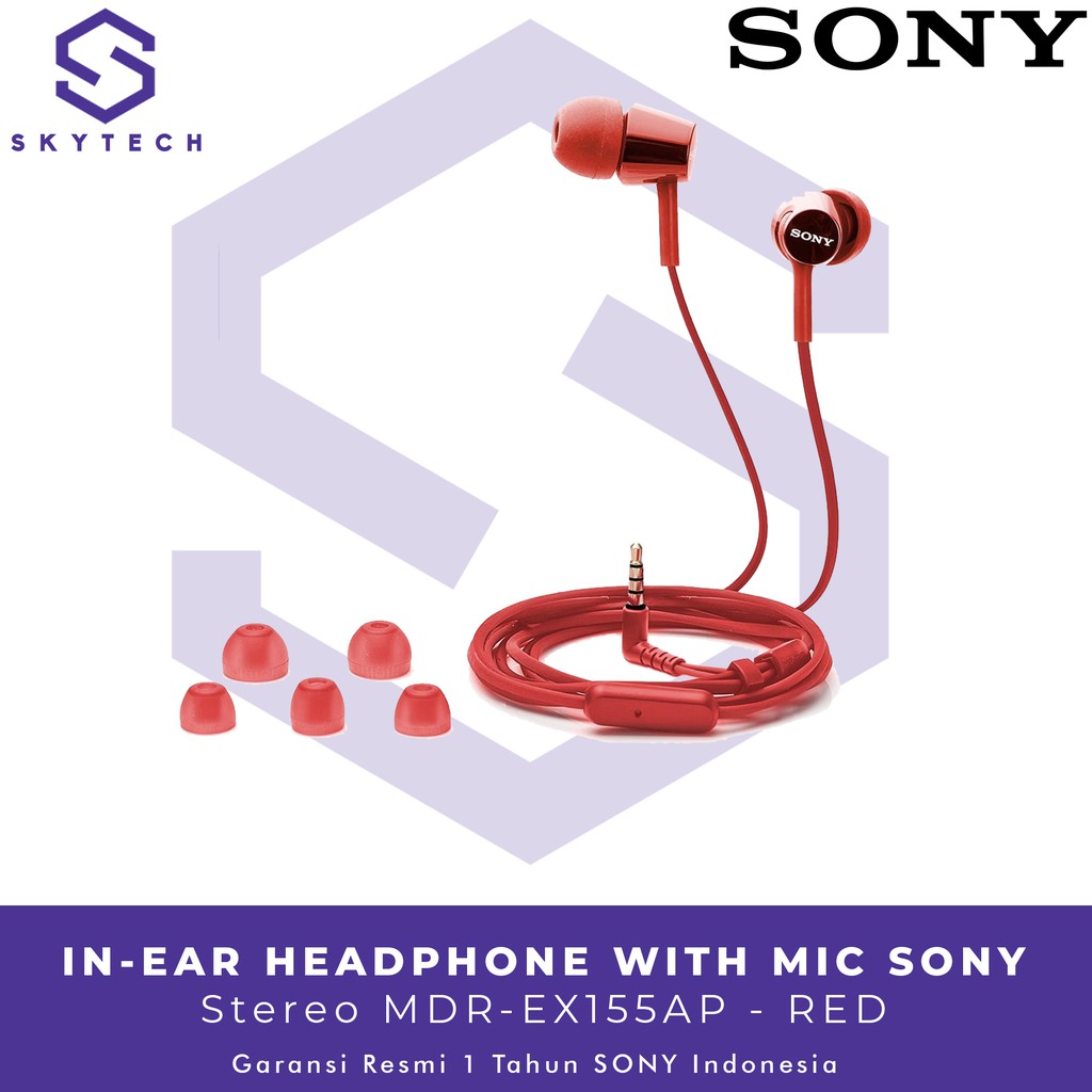 EARPHONE SONY MDR EX155AP RED ORIGINAL GARANSI RESMI