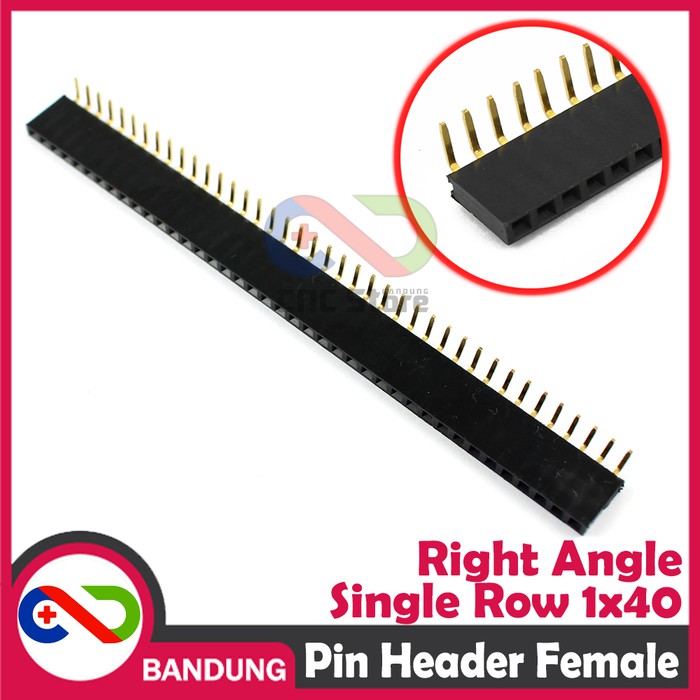 PIN HEADER STRIP FEMALE 1X40 2.54MM RIGHT ANGLE L SHAPED BENGKOK