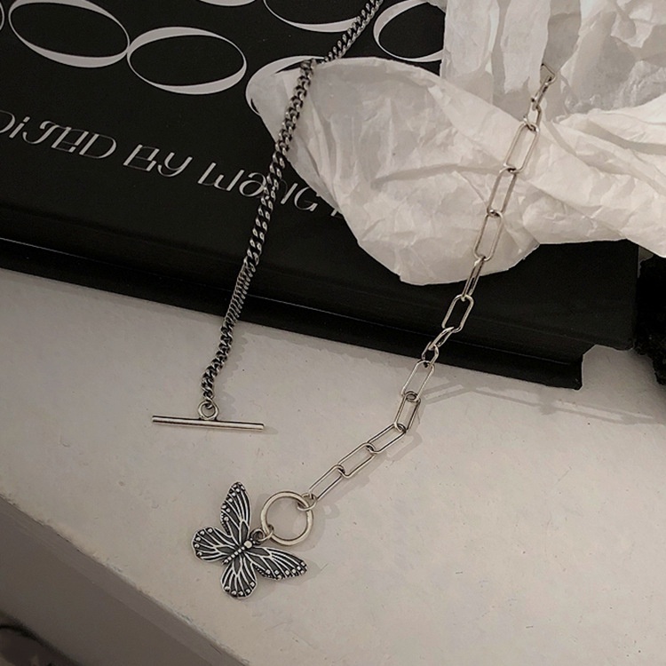 Selebriti Internet niche retro butterfly PL buckle kalung wanita fashion keren peri ins gaya dingin