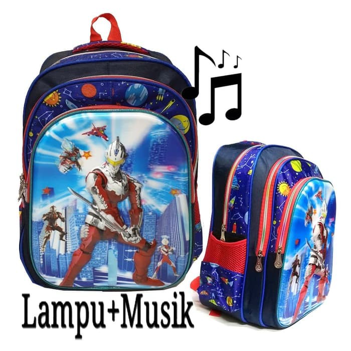☛Te✧Iop64 Tas Sekolah Anak Cowok Backpack Crz 197 + Rain Cover By MO339 Promo Lampu + Musik Sd Ultr