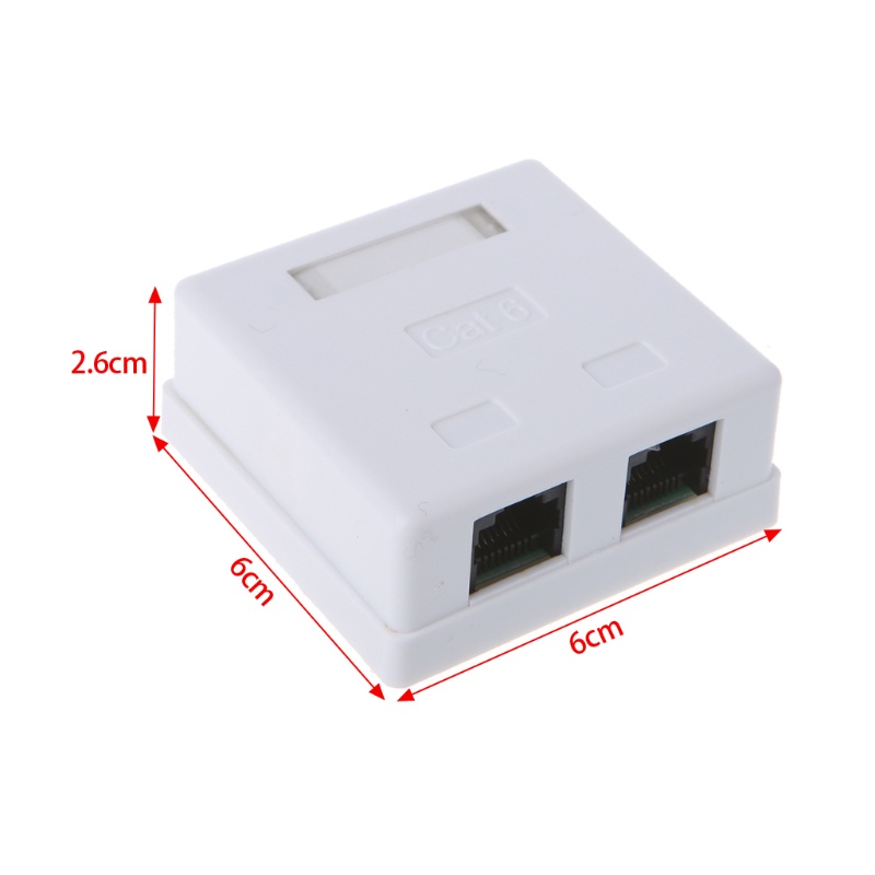 Cre Kotak Junction Konektor RJ45 2port Untuk Desktop Extension CAT6 Cat6e 8P8C