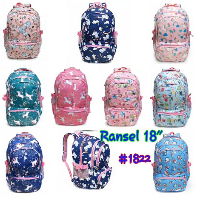 Tas Ransel Punggung 18 in  Cewek Unicorn Doraemon Owl Modern