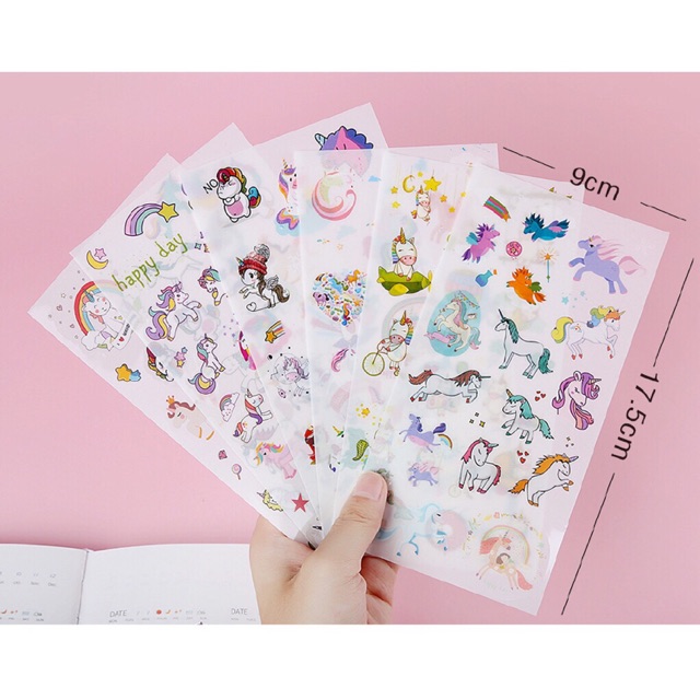 

unicorn 6pcs / set sticker pvc goodie bag ulang tahun anak hadiah souvenir