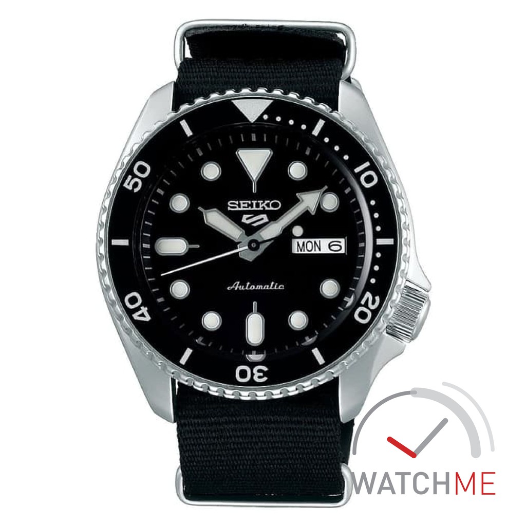 Jam Tangan Seiko 5 SRPD55K3 Automatic Black Dial 100m Black Nylon Strao Original Bergaransi
