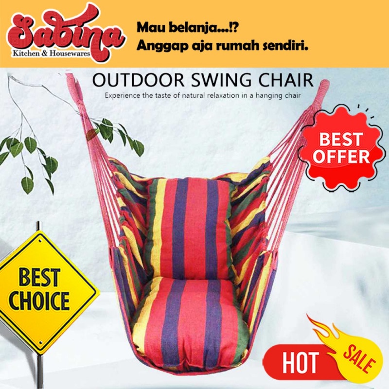Hammock Kursi Tempat Tidur Ayunan Gantung 2 Pcs Bantal 120Kg