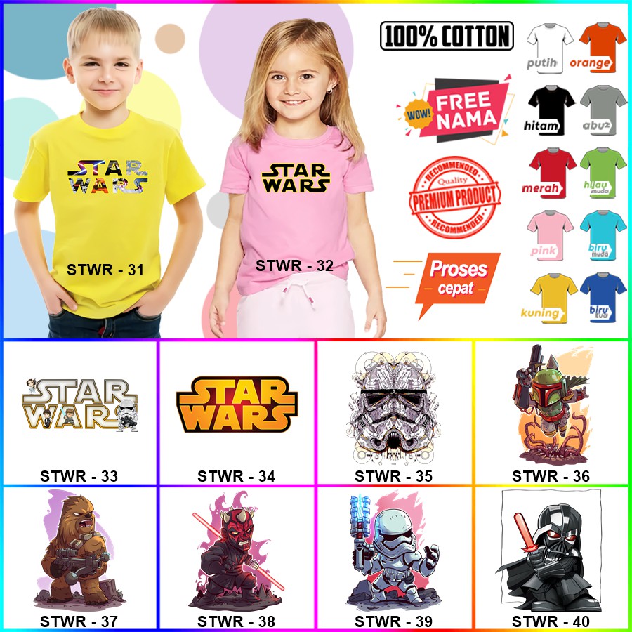 Baju Kaos ANAK DAN DEWASA STAR WARS COUPLE (FREE NAMA)