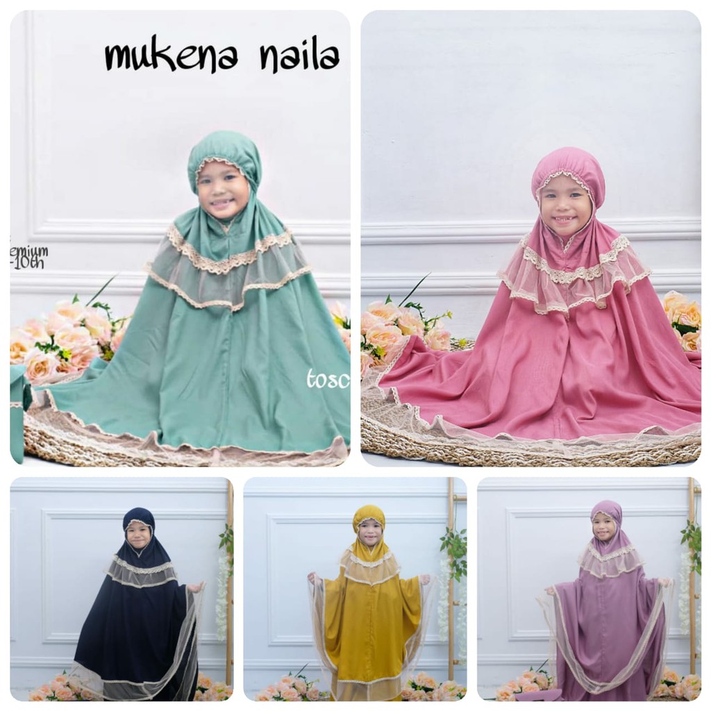 MUKENA NAILA All size untuk 7-10 tahun Bahan katun rayon premium brand KAHATEX
