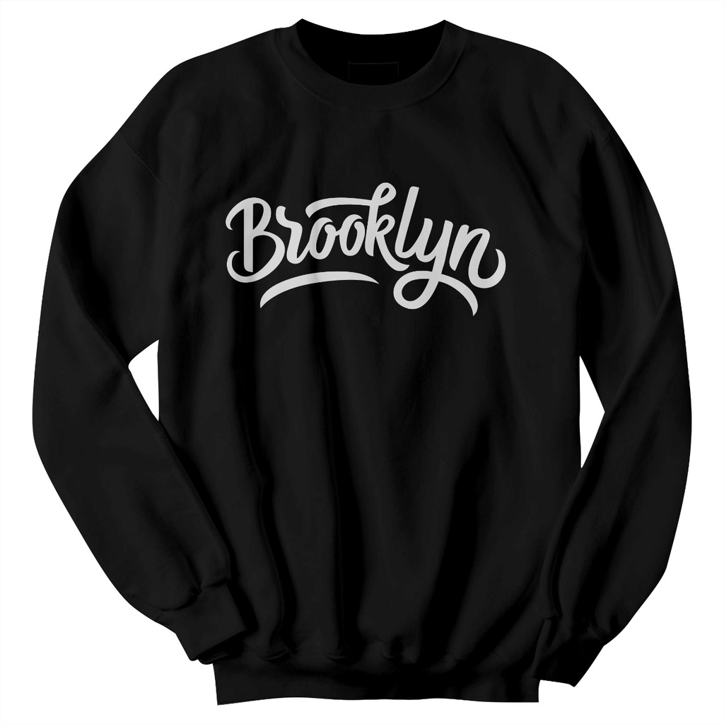 Sweater Crewneck BROOKLYN Distro Bahan Fleece Sweatshirt Pria &amp; Wanita