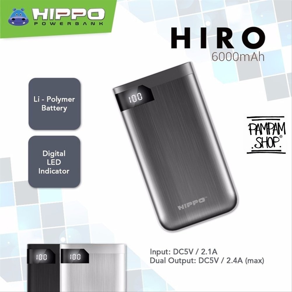 Hippo Power Bank Hiro 6000MAH Powerbank 6000 MAh Original Garansi Resmi Ori Hipo