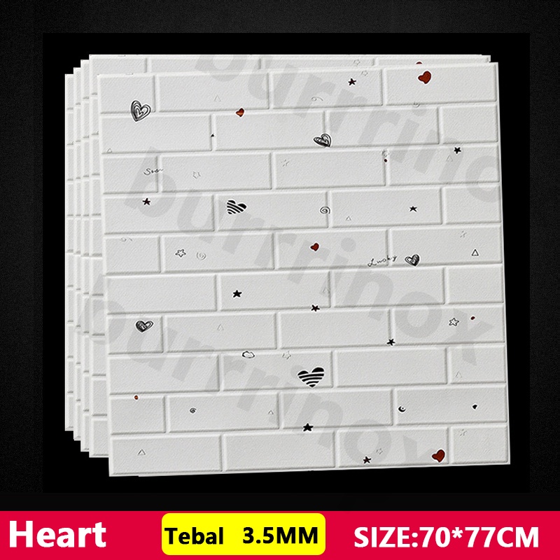 【WR】Wallpaper Dingding 3D Foam Motif Batu Bata Dekorasi Dinding Kamar Murah-Heart(3mm)