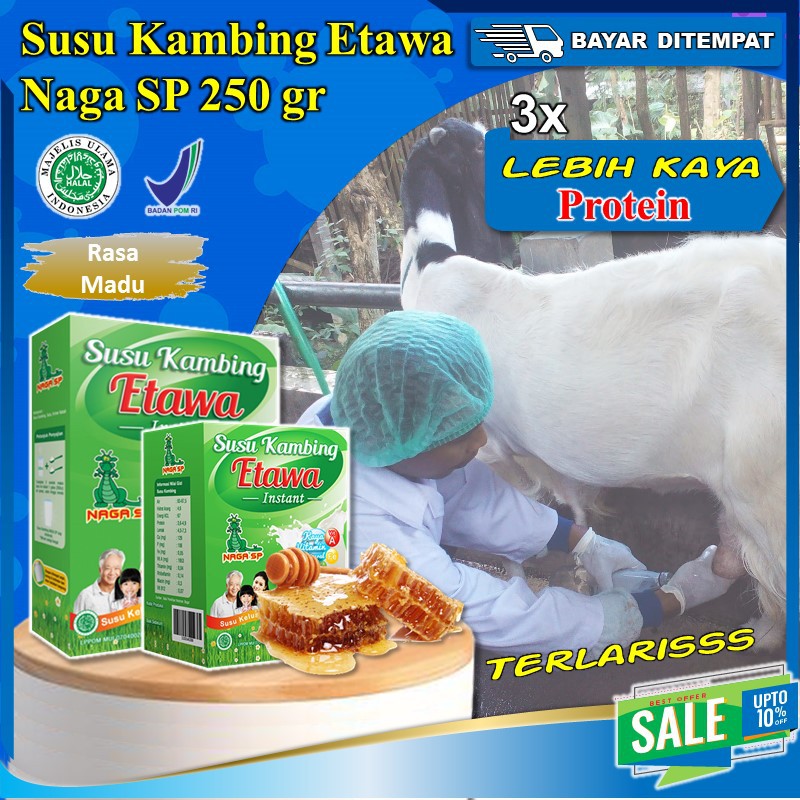 

Susu Bubuk Kambing Etawa Naga SP 250gr Rasa Madu Obat Untuk Kelebihan Asam Lambung Maag Magh Kronis