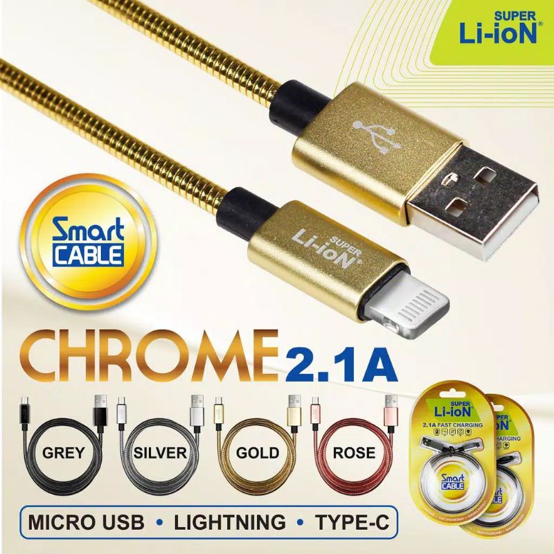 Kabel Charger Chrome Super Li-ion 2.4A Fast Charging IPHONE / Lightning