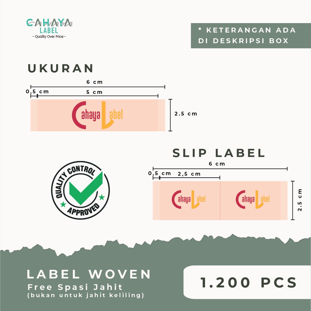 (1.200pcs) 𝐑𝐩𝟑𝟑𝟑/𝐩𝐜𝐬 Custom Label Baju Hijab Rajut Woven 6 Warna (FREE HOTCUT) PAKET Murah