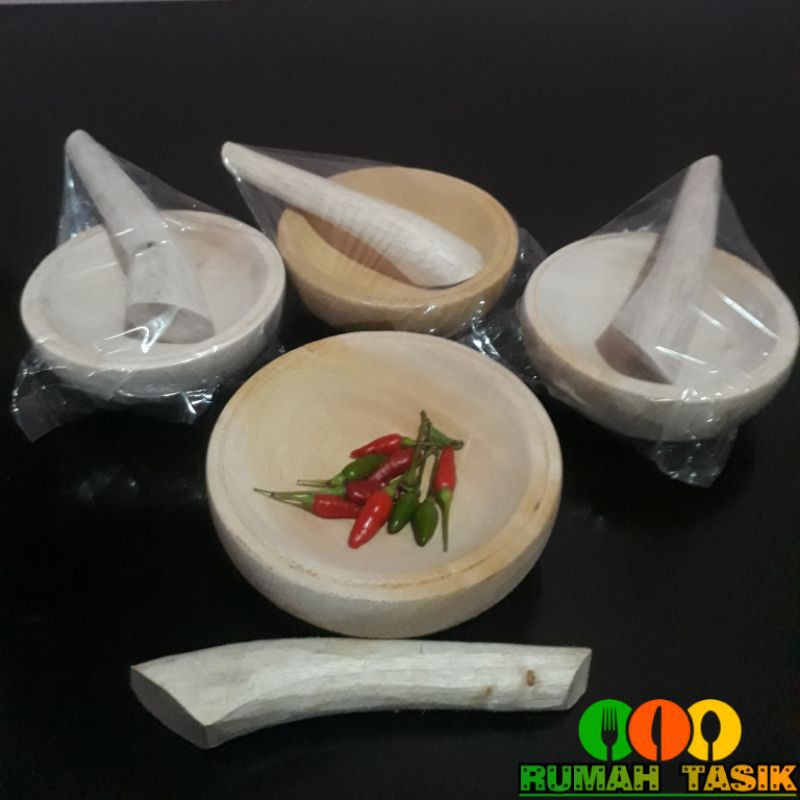 Cobek Mini Mainan Masak Masakan Anak Bahan Kayu Asli