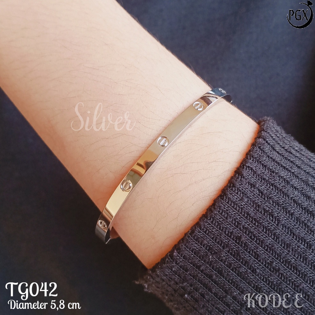 PGX Gelang Titanium Wanita Anti Karat Aksesoris Fashion Perhiasan Bangle Premium - TG042