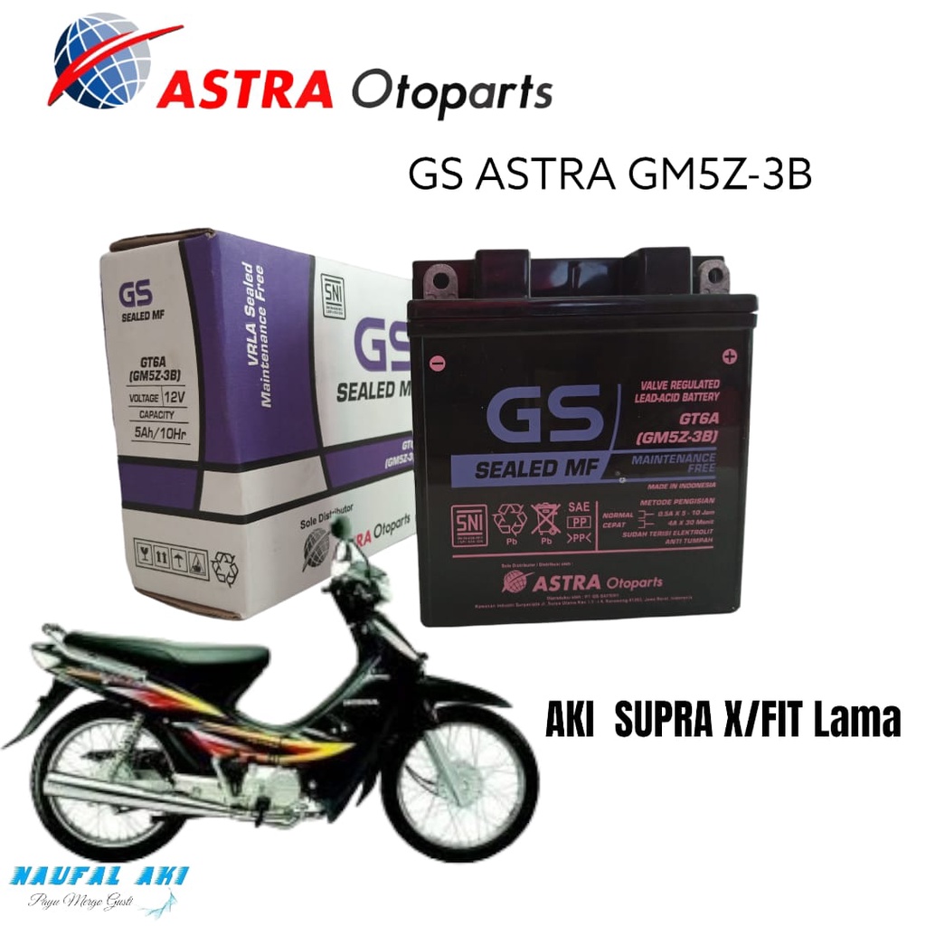 Aki Motor Honda Supra X/FIT lama GS ASTRA GM53B Aki kering langsung pasang