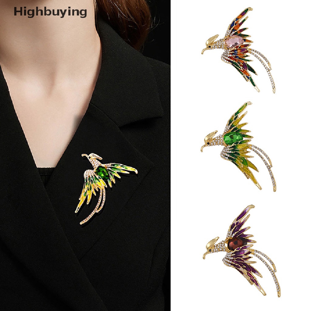 Hbid 1pc Bros Pin Enamel Burung Phoenix Hias Kristal Berlian Imitasi Multi Warna Untuk Pria / Wanita