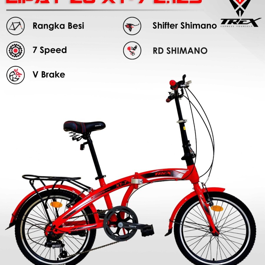 Sepeda Lipat 20 Inch TREX 20 XT - 7 2.125 V - BRAKE
