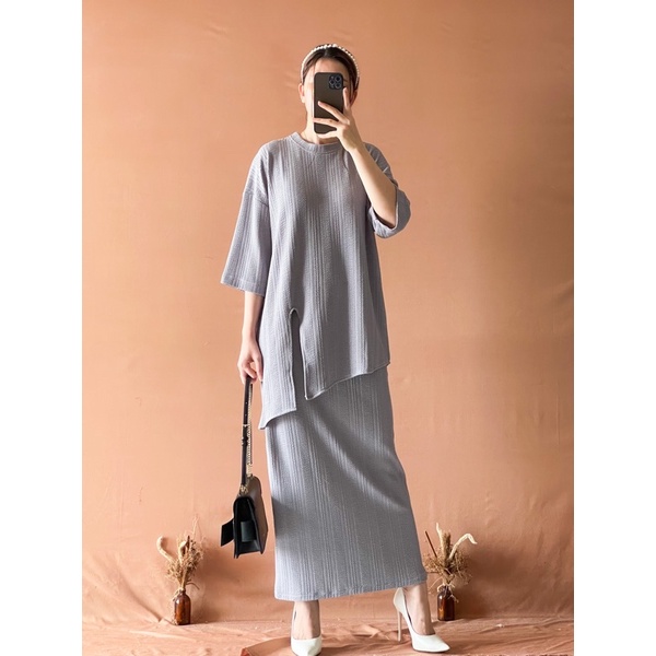 Fella Oversize Set ( PREMIUM Set Bertekstur model Oversize)-Silver Grey