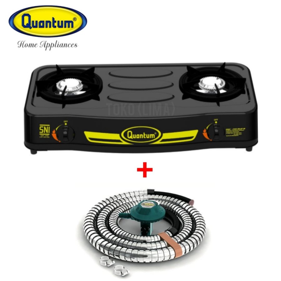 PAKET HEMAT KOMPOR GAS QUANTUM  201 DMPB + SELANG & REGULATOR QUANTUM SNI