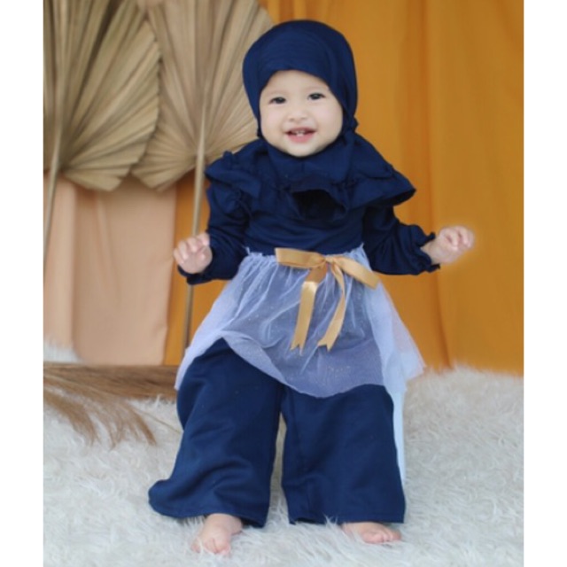 setelan muslim anak perempuan baby balita cewek gamis 1 - 2 tahun aluna kulot gamis set baju gamis perempuan