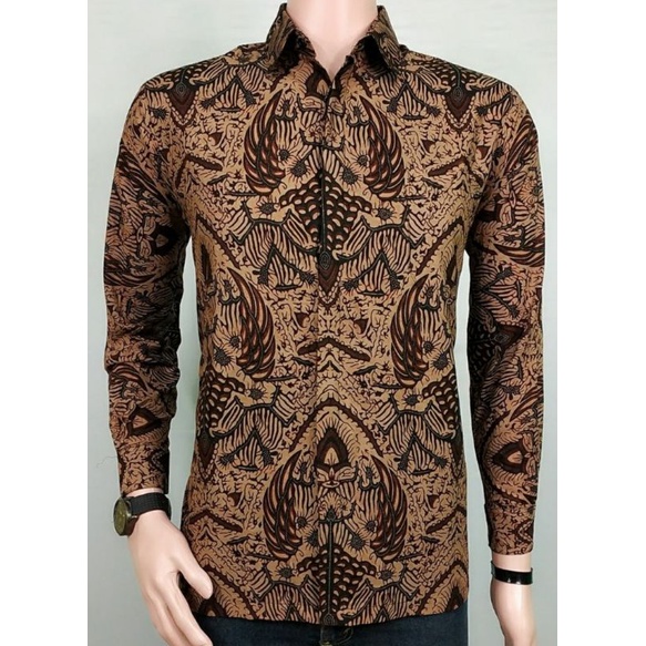 KEMEJA BATIK MATARAM COKLAT S M L XL XXL